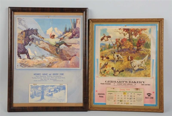 LOT OF 2: CALENDAR WITH HUNTING SCENES.           