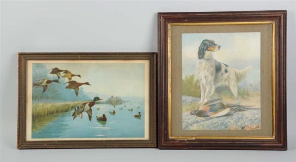 LOT OF 2: DUCK AND DOG PRINTS.                    