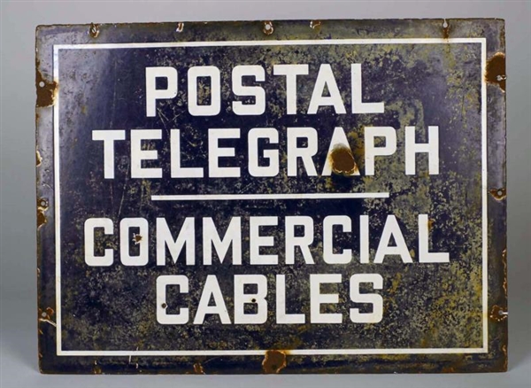 POSTAL TELEGRAPH COMMERCIAL CABLES PORCELAIN SIGN 