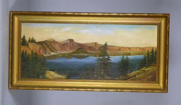 OIL PAINTING OF LAKEVIEW LANDSCAPE IN FRAME       