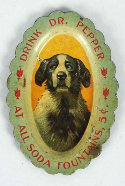 1900-1905 DR. PEPPER NEEDLE TRAY WITH DOG.        