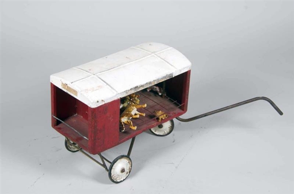 CIRCUS TRAILER PULL ALONG TOY CAGE WITH ANIMALS   