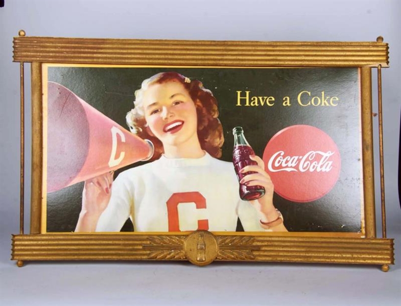 COCA COLA CARDBOARD LITHO ADVERTISEMENT IN FRAME  