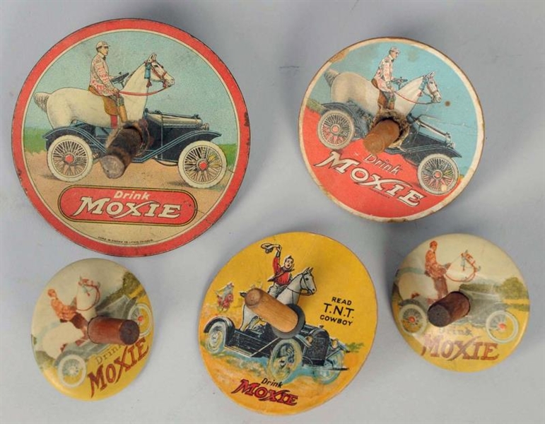 LOT OF 5: MOXIE TOY TOPS.                         