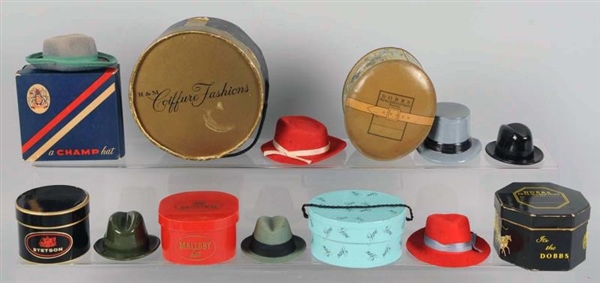 LOT OF 7: MINIATURE HAT BOXES.                    