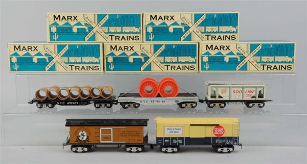 LOT OF 5: MODERN MARX ASSORTED FREIGHT CARS.      