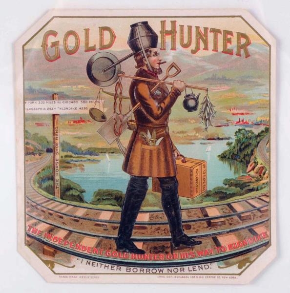 GOLD HUNTER OUTER CIGAR BOX LABEL - GOLD MINER.   
