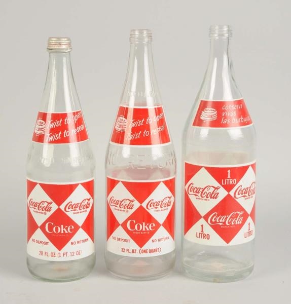 LOT OF 3: DIFFERENT COCA-COLA ACL BOTTLES.        