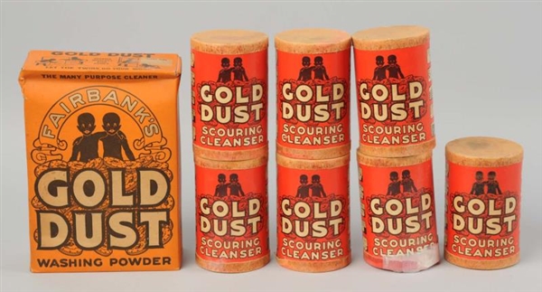 LOT OF 8: GOLD DUST POWDER CONTAINERS (FULL).     