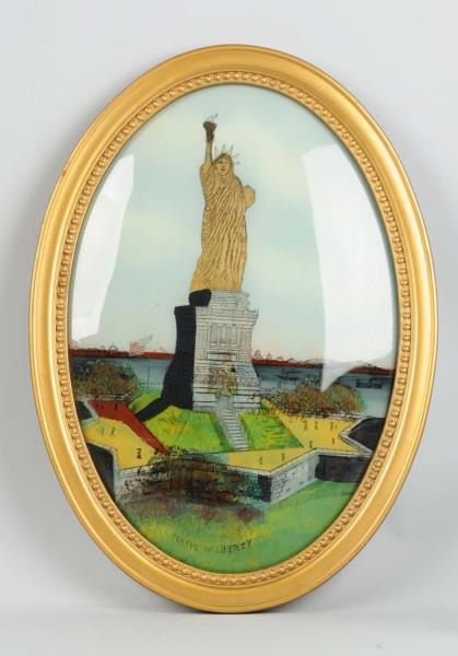 STATUE OF LIBERTY REVERSE PAINTING ON GLASS.      
