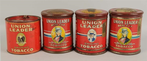 LOT OF 4: UNION LEADER TOBACCO TINS.              