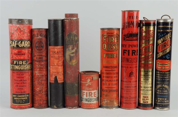 LOT OF 9: FIRE EXTINGUISHERS.                     
