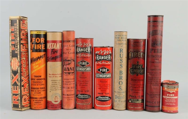 LOT OF 10: FIRE EXTINGUISHERS.                    