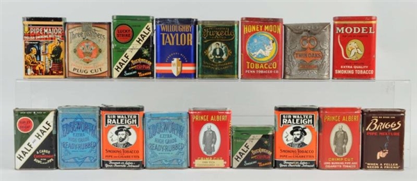 LOT OF 17: ASSORTED TOBACCO TINS.                 