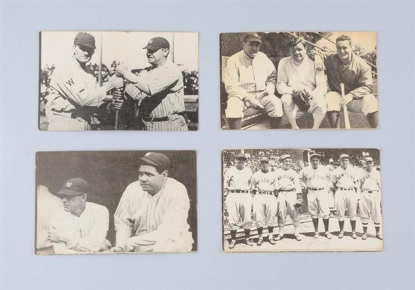 LOT OF 4: 1934 BABE RUTH POSTCARDS.               