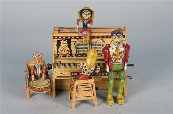 LIL ABNER DOGPATCH 4 TIN LITHO WINDUP PIANO TOY  