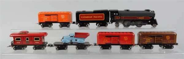MARX CANADIAN PACIFIC LOCO & 5 FREIGHTS.          