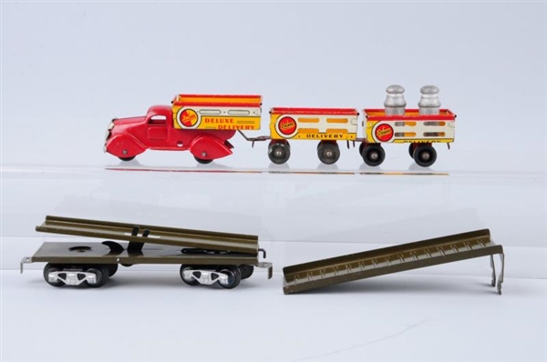 MARX 3 PC. DELUXE DELIVERY TRUCK SET.             