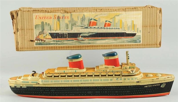 TIN LITHO BATTERY-OP UNITED STATES OCEAN LINER.   
