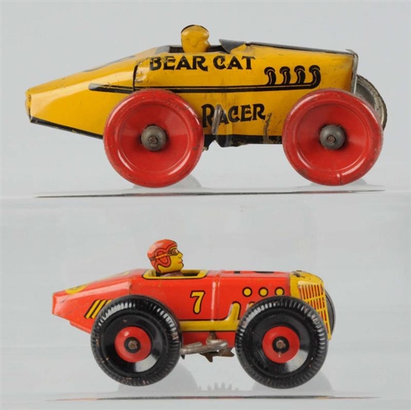 LOT OF 2: TIN LITHO WIND - UP RACE CARS.          