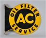 AC OIL FILTER SERVICE TIN FLANGE SIGN.            