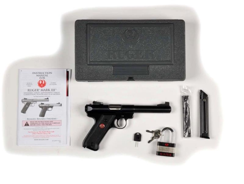 **BOXED RUGER MK III SEMI-AUTO .22 TARGET PISTOL. 