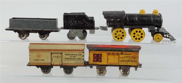 LOT OF 5: MOSTLY NONPAREIL AND OTHER TOY TRAINS.  