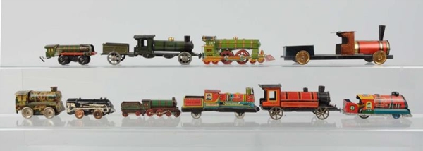 LOT OF 10: TOY TRAINS BY VARIOUS MAKERS.          