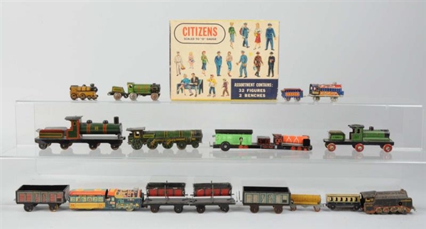 LARGE LOT OF PENNY TOY SIZE TRAINS.               