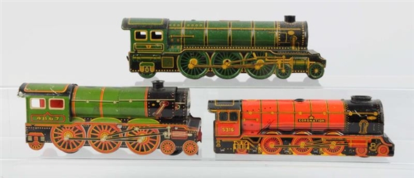 LOT OF 3: TIN LITHO TRAINS ENGINES.               
