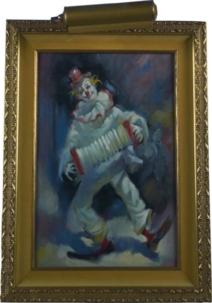 HAPPY CLOWN WITH ACCORDION OIL PAINTING BY JULIAN 