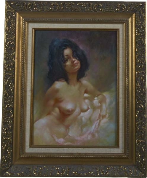 NUDE WOMAN ORIGINAL PAINTING BY JULIAN IN FRAME   