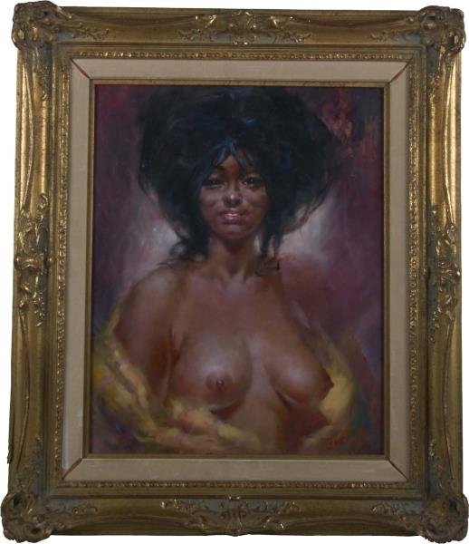 NUDE AFRICAN AMERICAN WOMAN PAINTING BY JULIAN    
