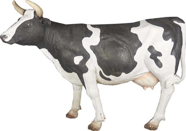 LARGE LIFE SIZE BLACK AND WHITE COW STATUE        