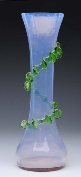 BOHEMIAN VASE WITH RUFFLED APPLIQUES.             