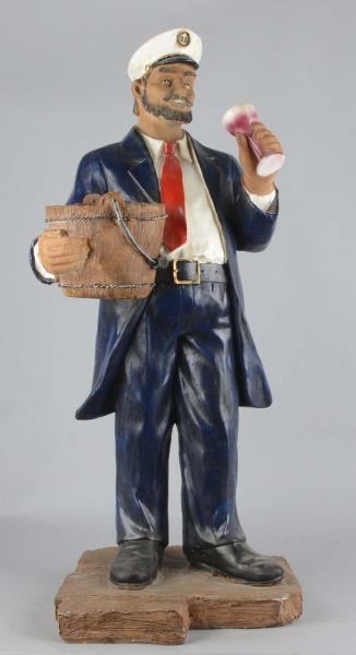33" WINE DRINKING SHIP CAPTAIN WITH BUCKET STATUE 
