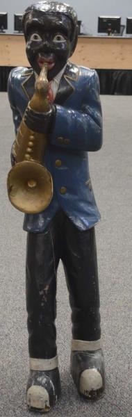 AFRICAN AMERICAN SAXOPHONE PLAYER STATUE          