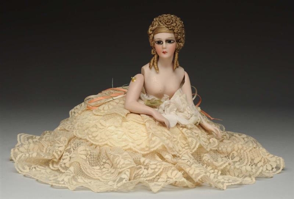 LOVELY DECO BISQUE HALF DOLL.                     