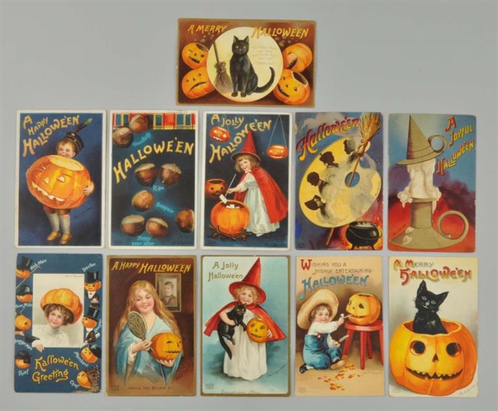 LOT OF 11: CLAPSADDLE HALLOWEEN POSTCARDS.        