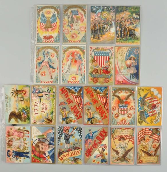 LOT OF 20: 4TH OF JULY POSTCARDS.                 