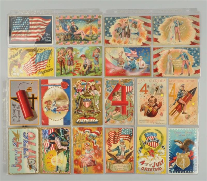 LOT OF 20: 4TH OF JULY POSTCARDS.                 