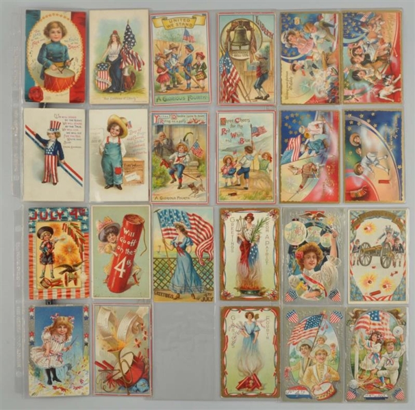 LOT OF 23: 4TH OF JULY POSTCARDS.                 