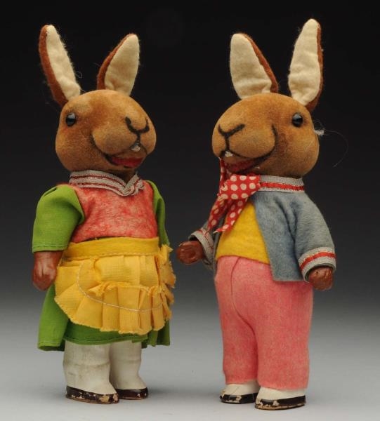 LOT OF 2: GERMAN WIND - UP RABBIT TOYS.           