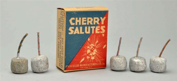 1930S UNEXCELLED MFG FULL BOX OF CHERRY SALUTES.  