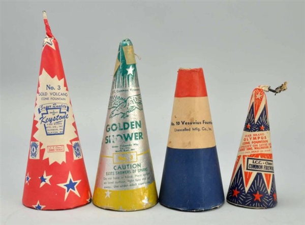 LOT OF 4: OLD CONE FOUNTAINS.                     