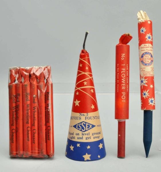 LOT OF 4: ASSORTED FIREWORKS.                     
