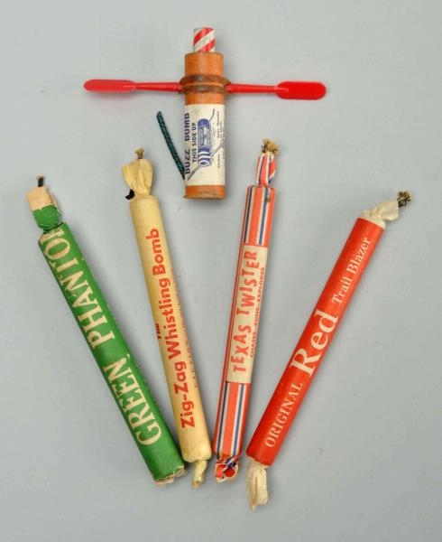 LOT OF 5: ASSORTED FIREWORKS.                     