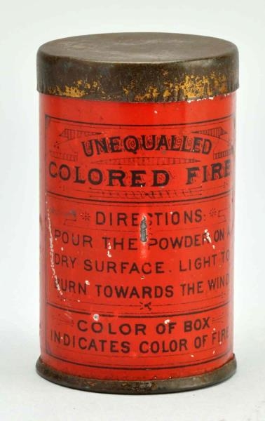 UNEQUALLED BRAND COLORED FIRE TIN.                