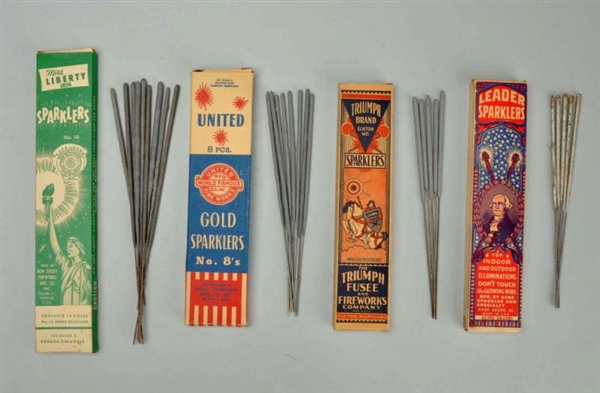 LOT OF 4: 1930S-50S SPARKLER BOXES.               
