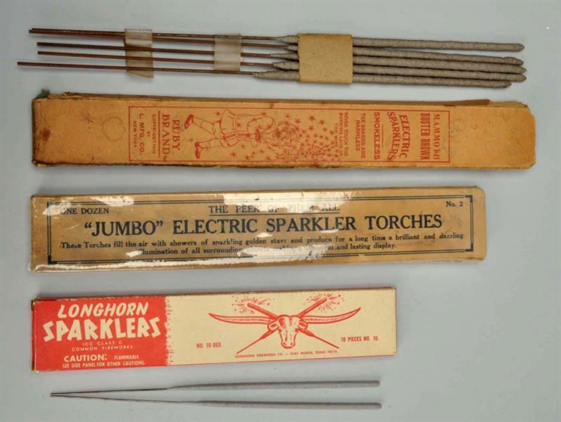 LOT OF 3: 1890S-1950S SPARKLER BOXES.             